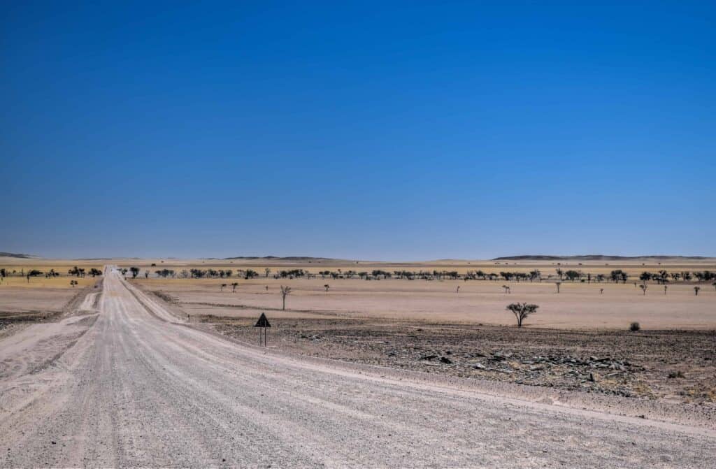 road desert namibia trip travel gravel