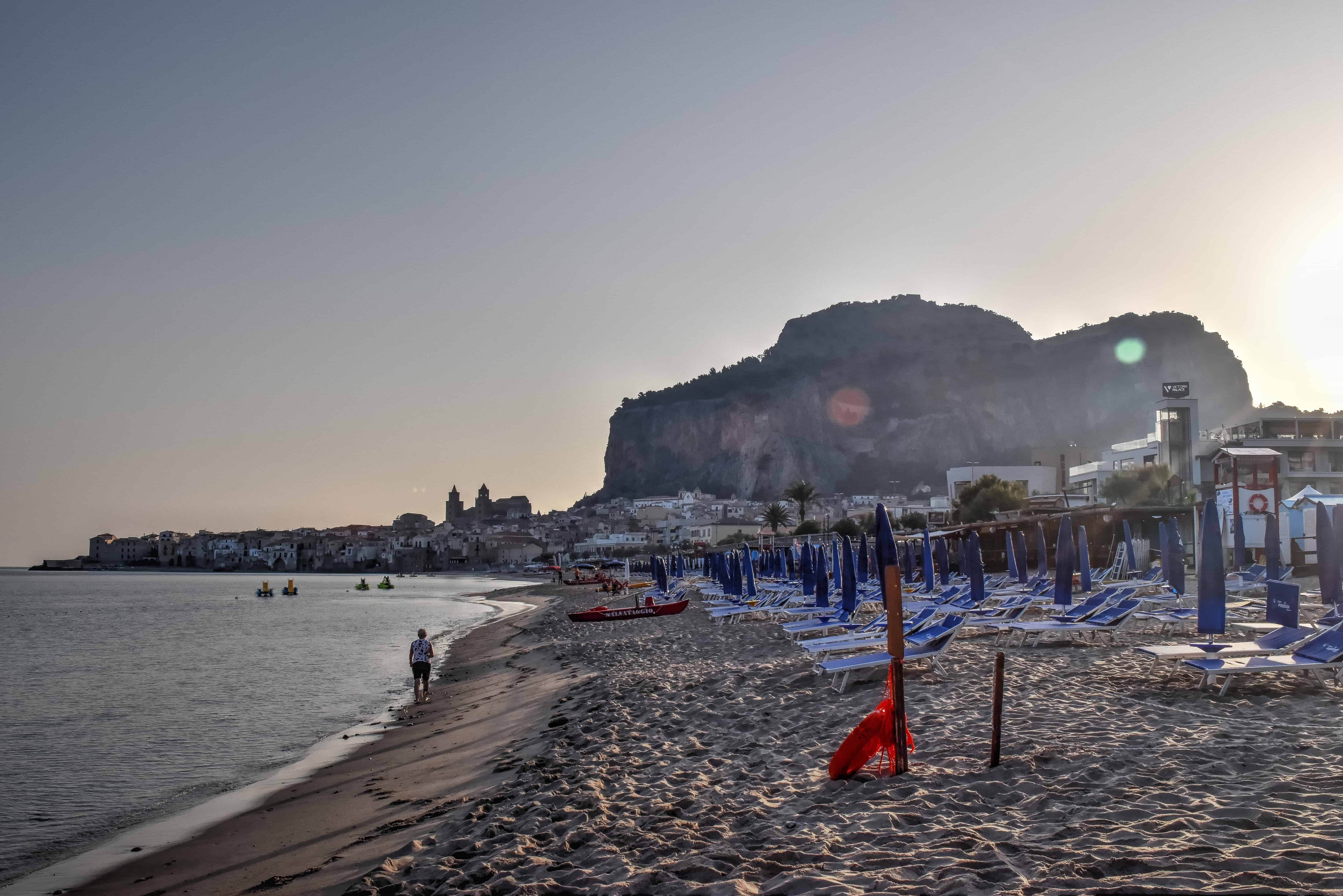 Sunset over Cefalu beach - Sicily 