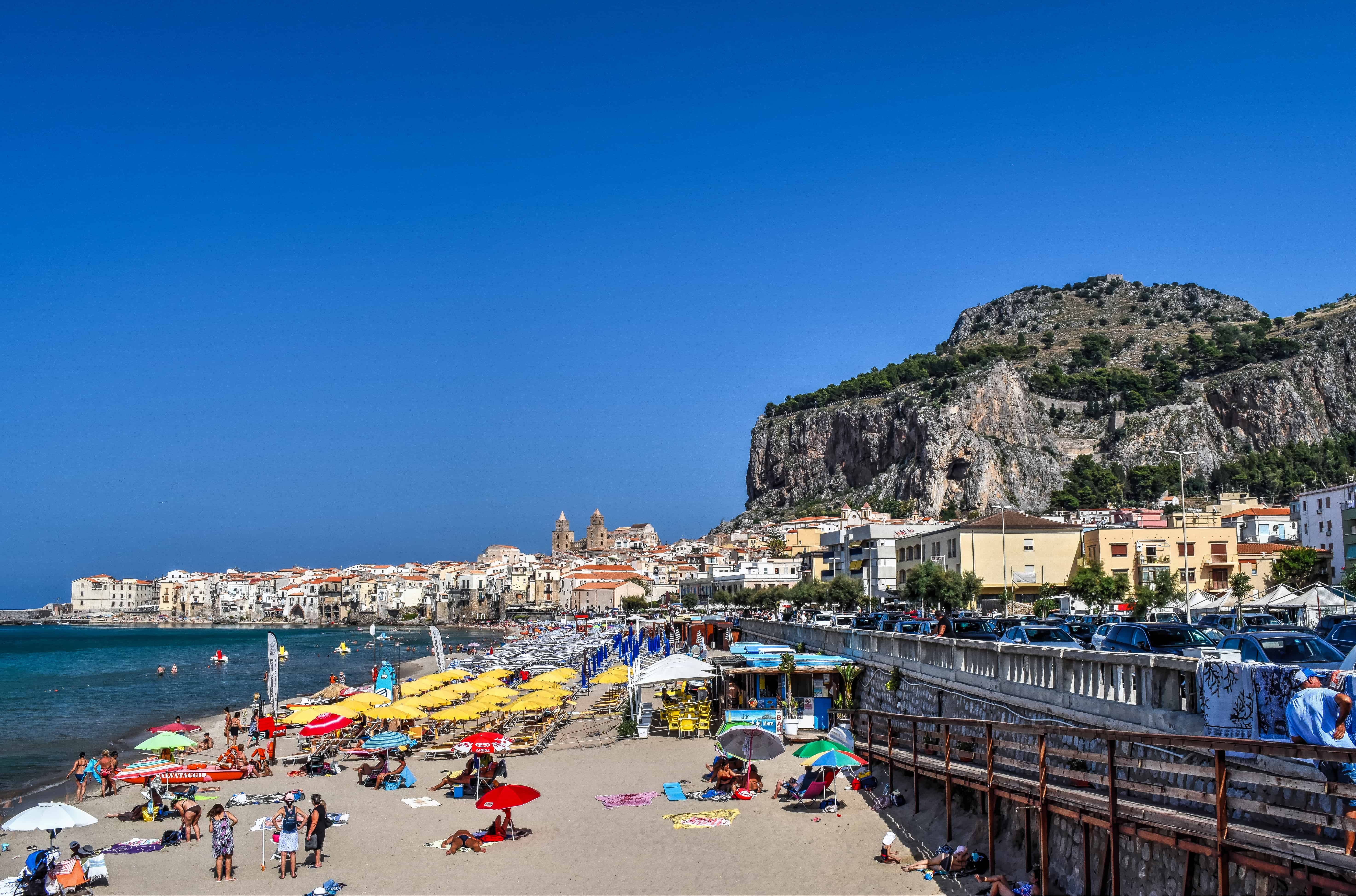 Beach of Cefalu and la Rocca - Sicily Travel