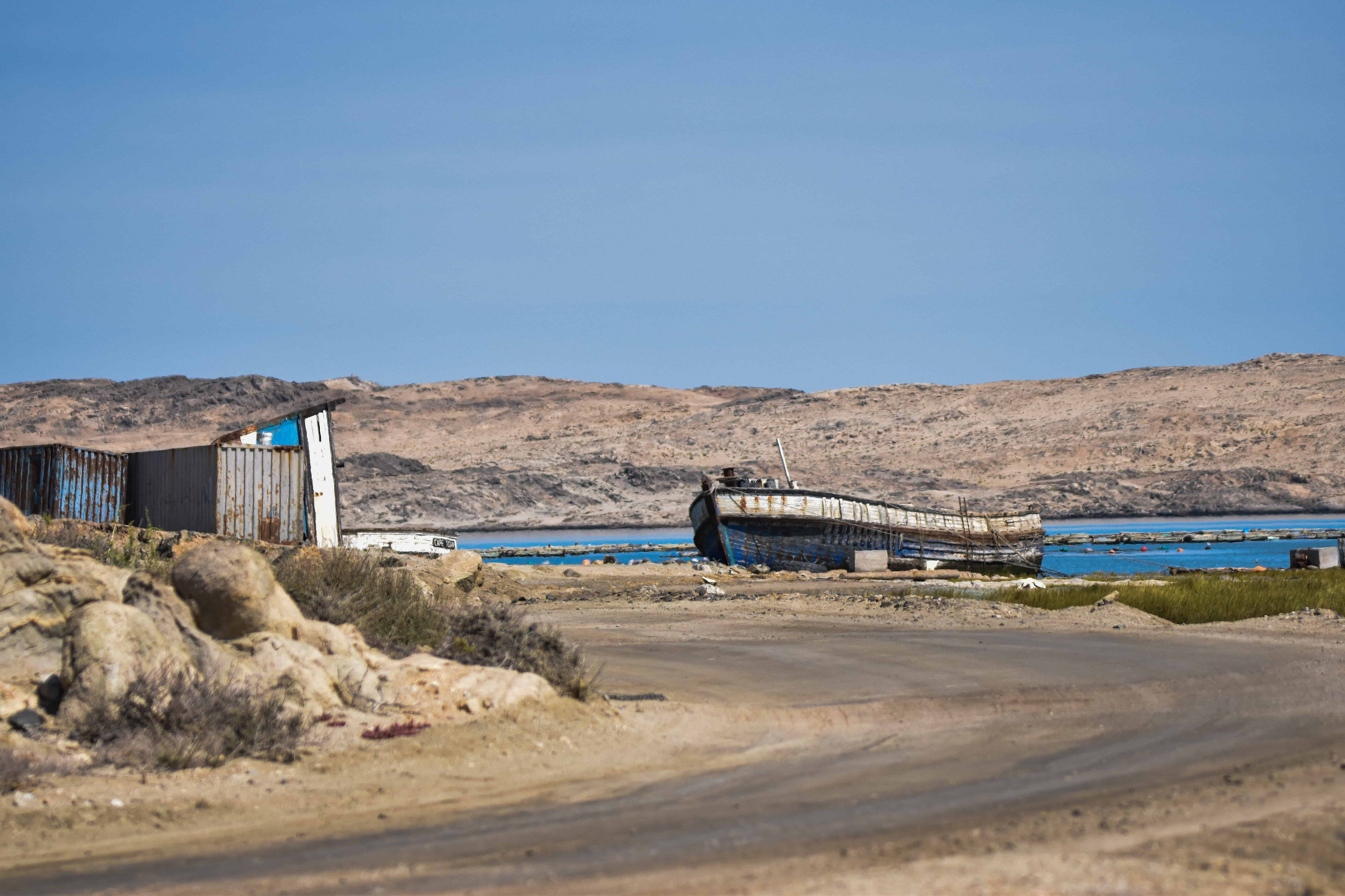boat desert abandoned ship wreck namibia