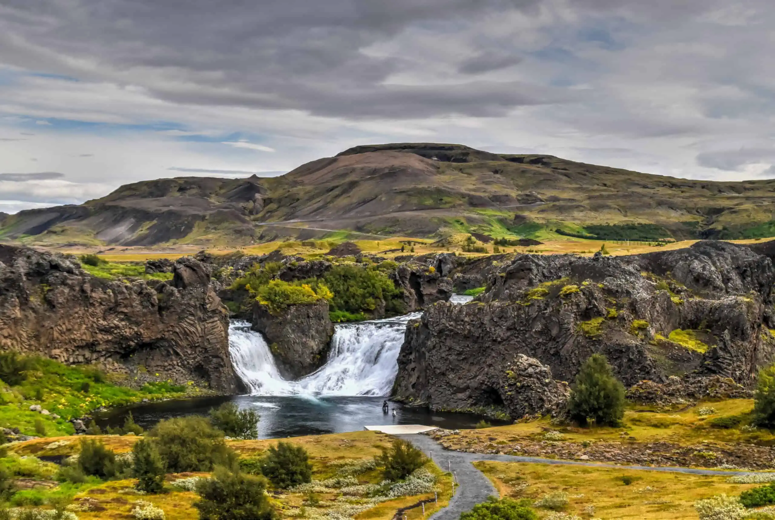 Hlálparfoss waterfall iceland majestic