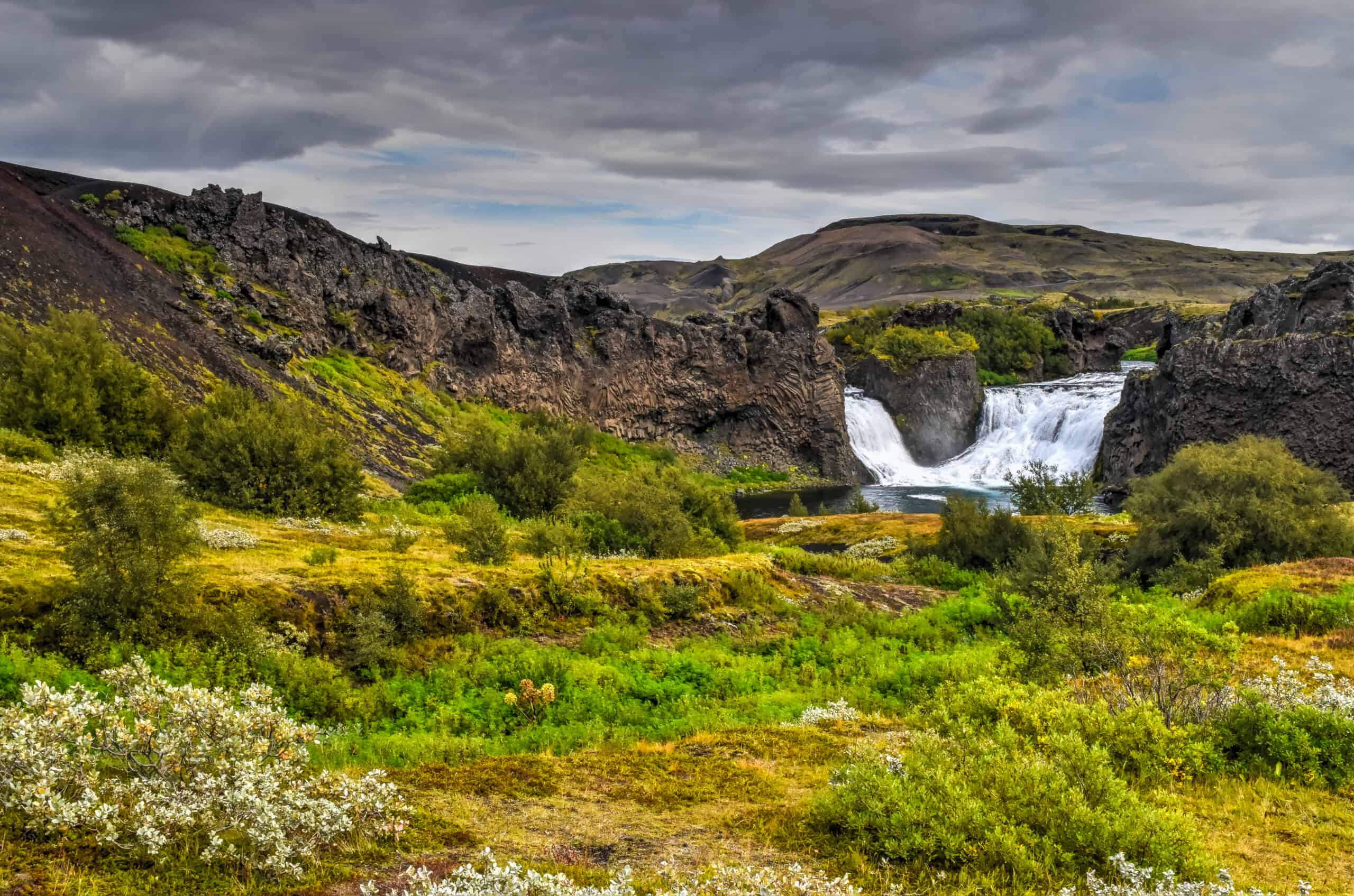 Hlálparfoss waterfall iceland 