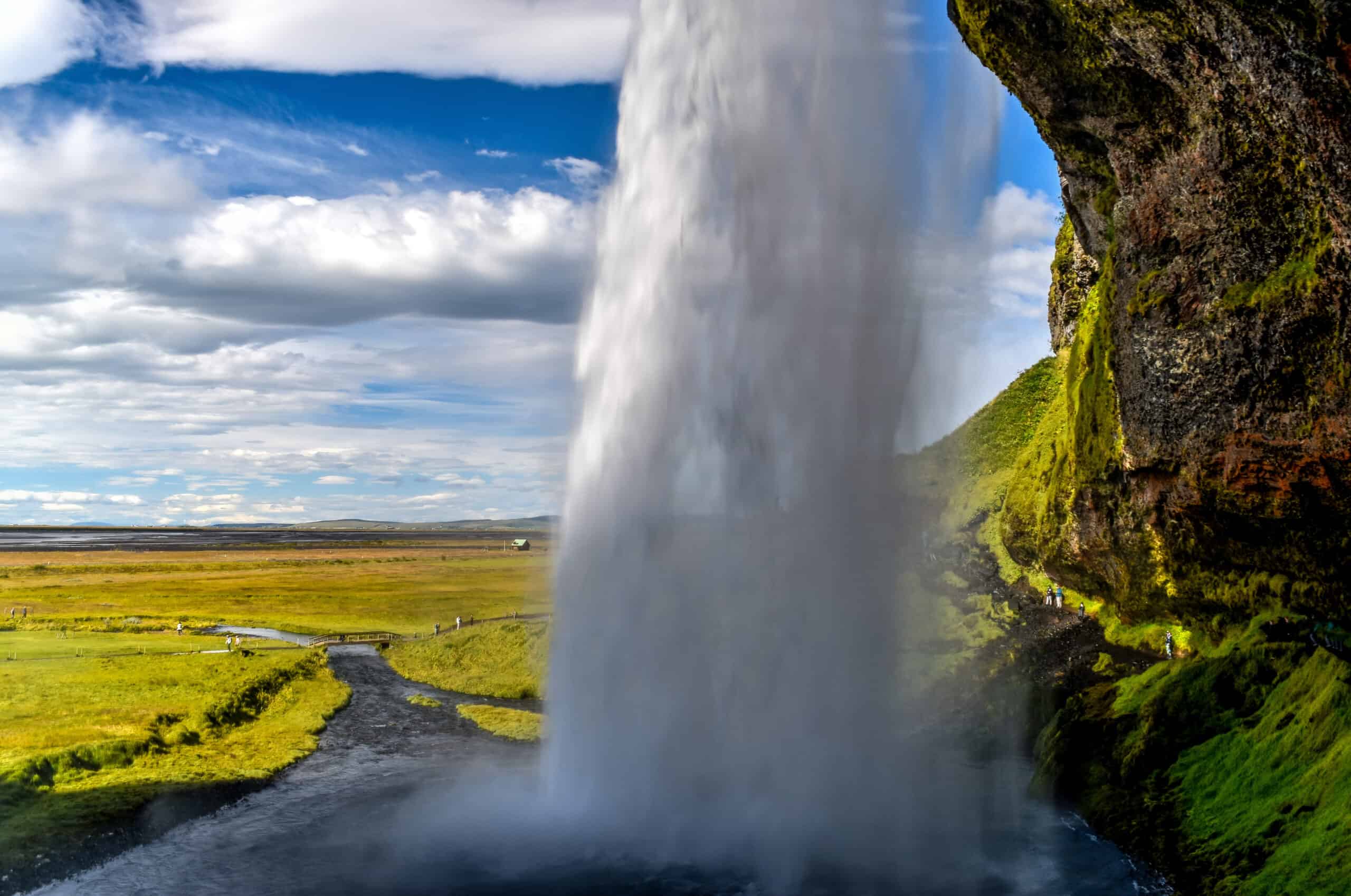 Seljalandsfoss waterfall iceland behind