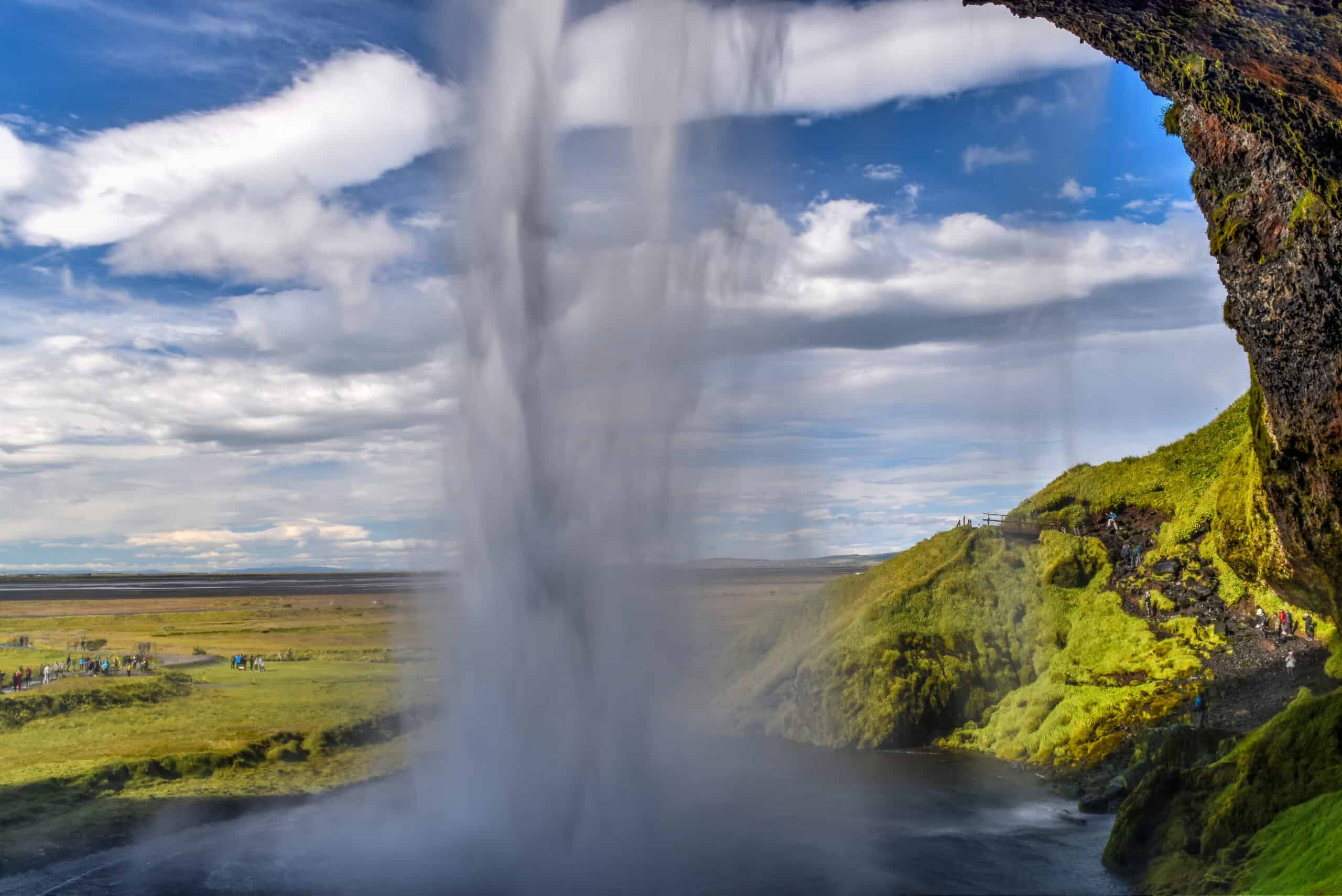 Seljalandsfoss waterfall iceland behind