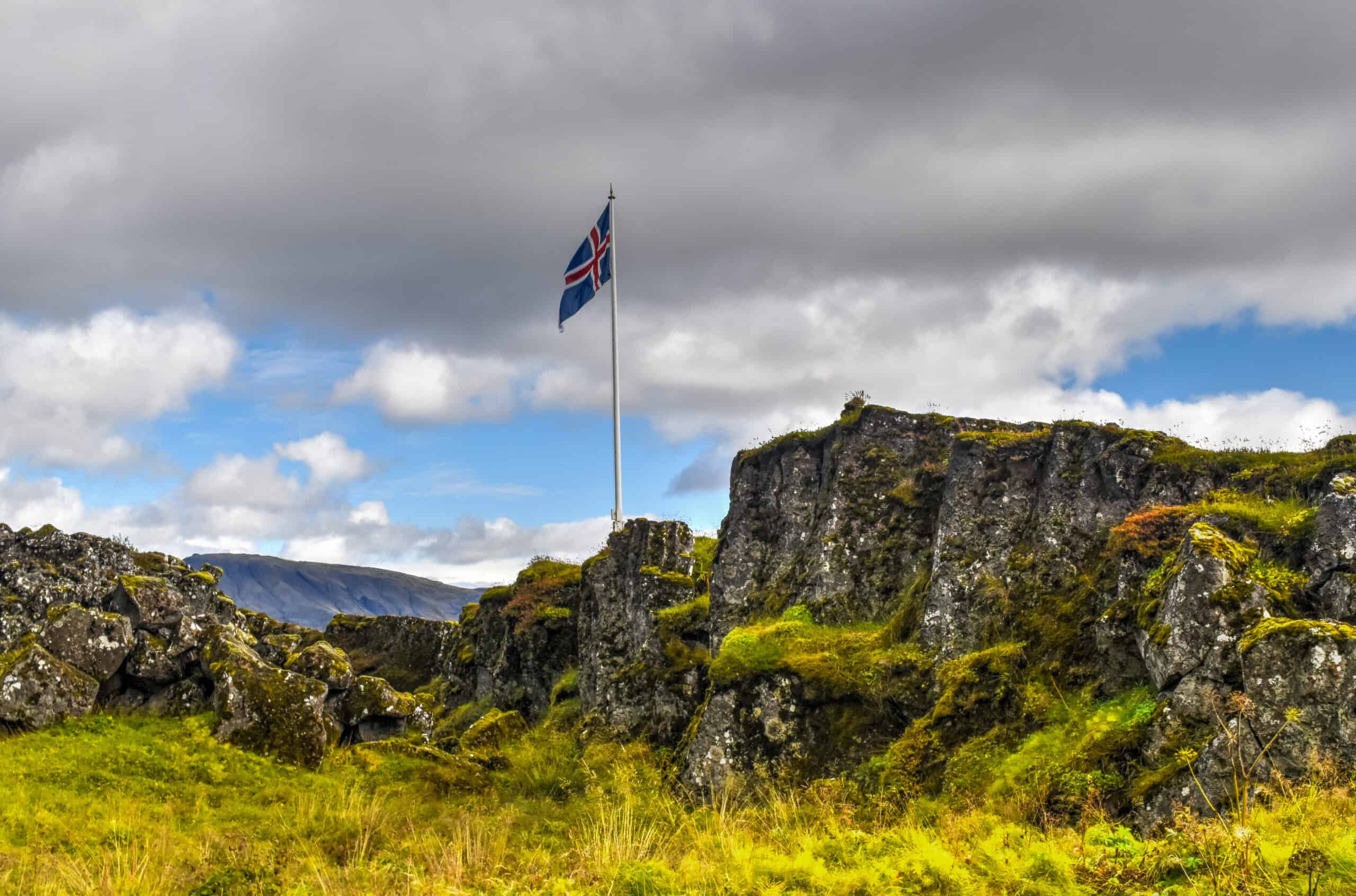 Þingvellir National Park iceland flag