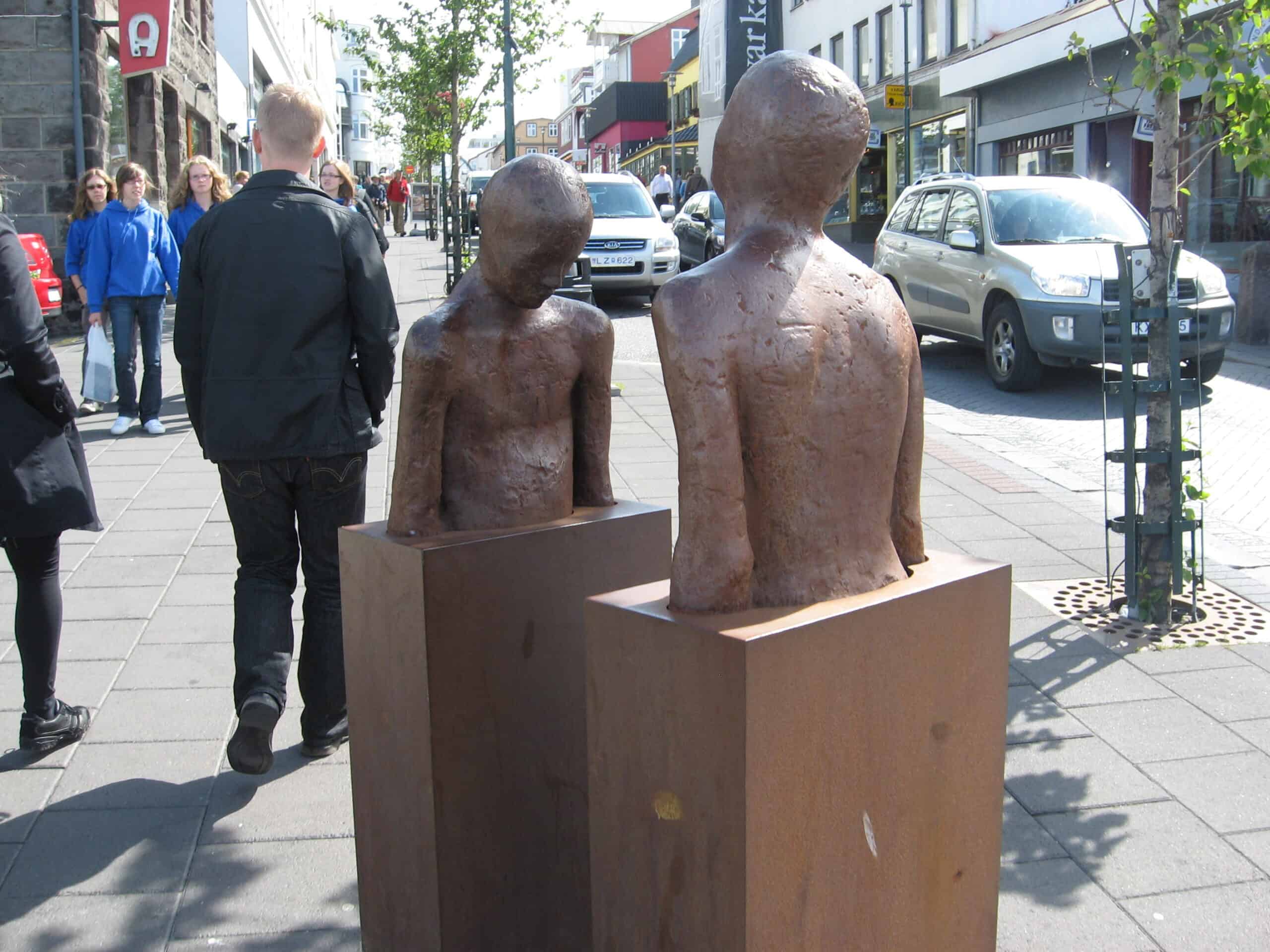 reykjavik street iceland statue