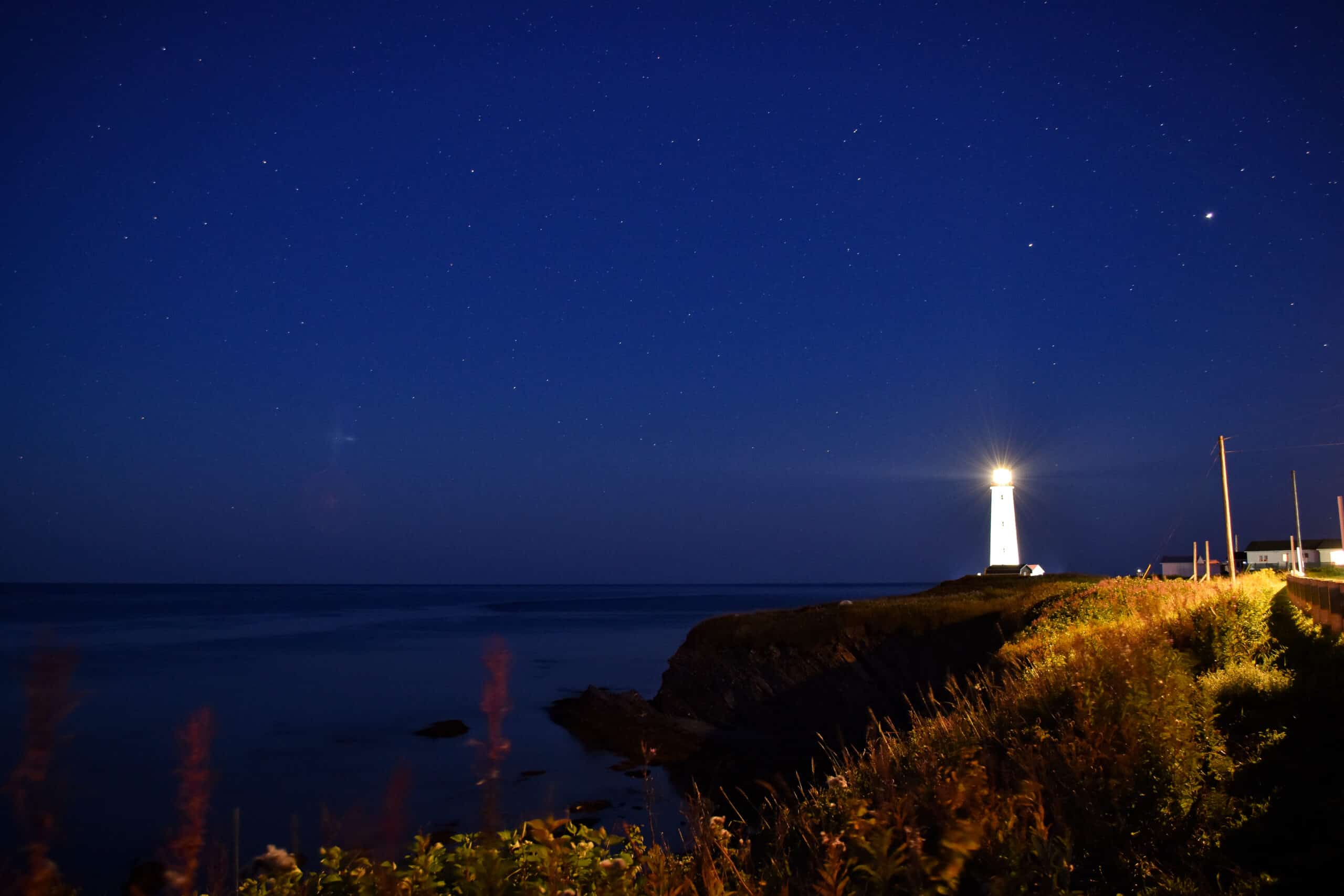 cap des rosiers lighthouse starry night