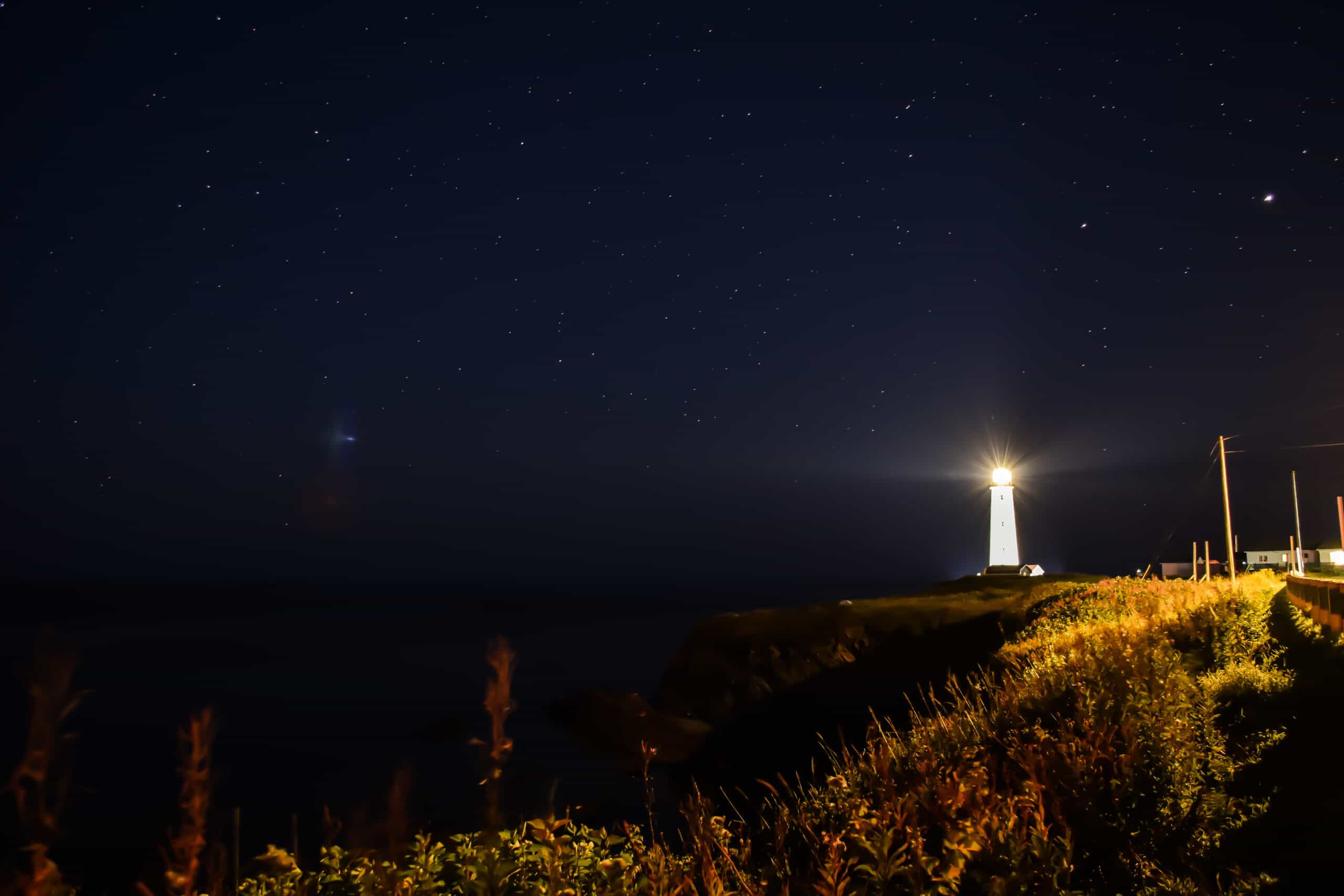 cap des rosiers lighthouse in gaspésie night