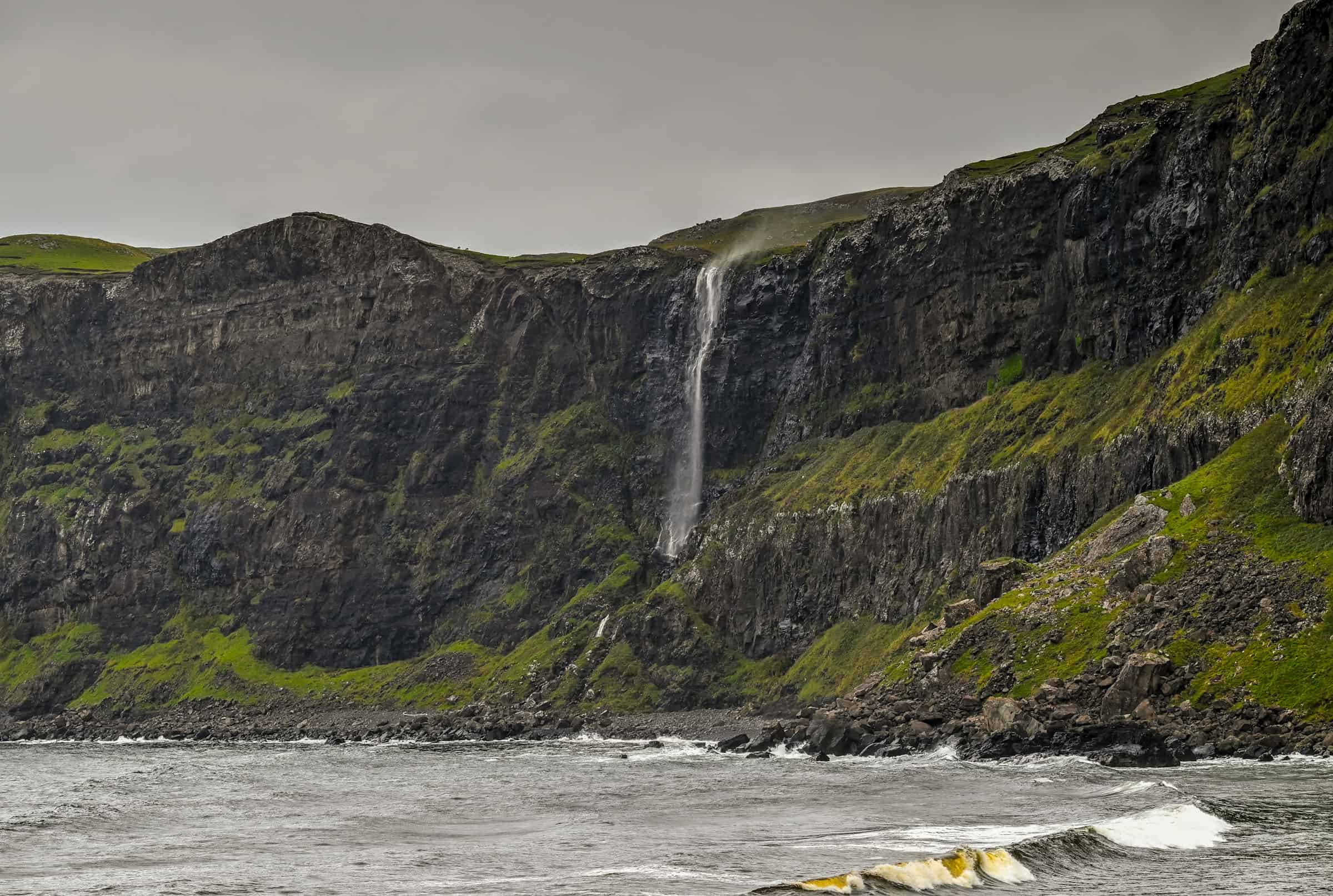 Talisker Bay trail waterfall in Scotland's Isle of Skye