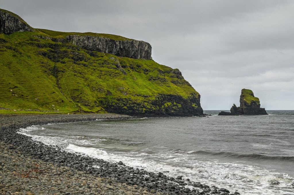 Talisker Bay trail sea stacks  in Scotland's Isle of Skye