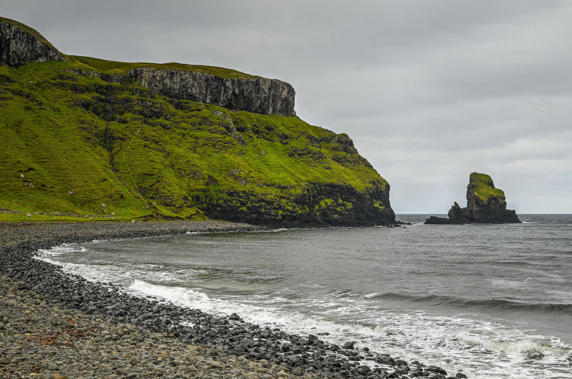 Talisker Bay trail sea stacks in Scotland's Isle of Skye