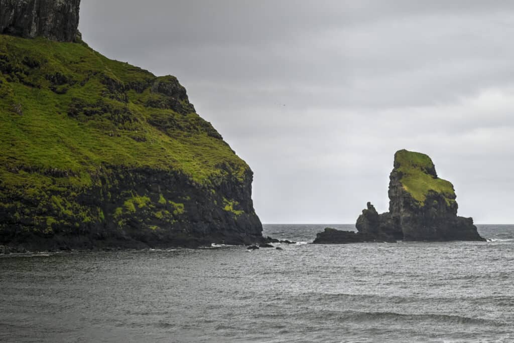 Talisker Bay trail sea stacks  in Scotland's Isle of Skye