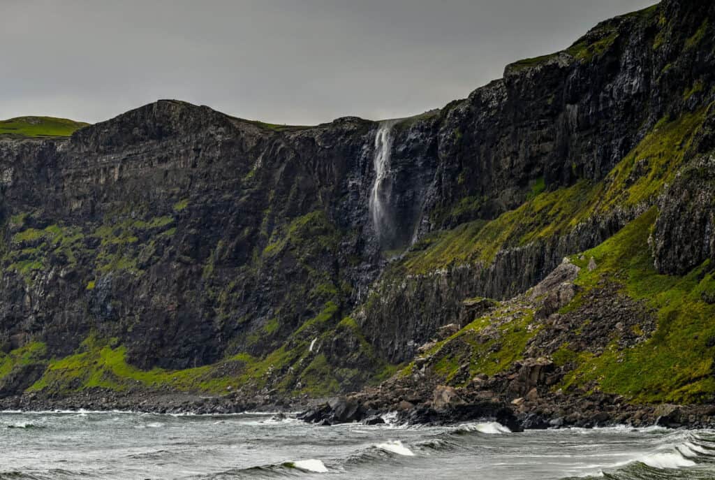 Talisker Bay trail waterfall in Scotland's Isle of Skye