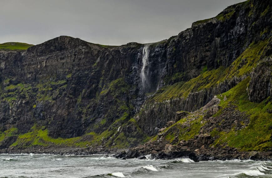 Talisker Bay trail waterfall in Scotland's Isle of Skye