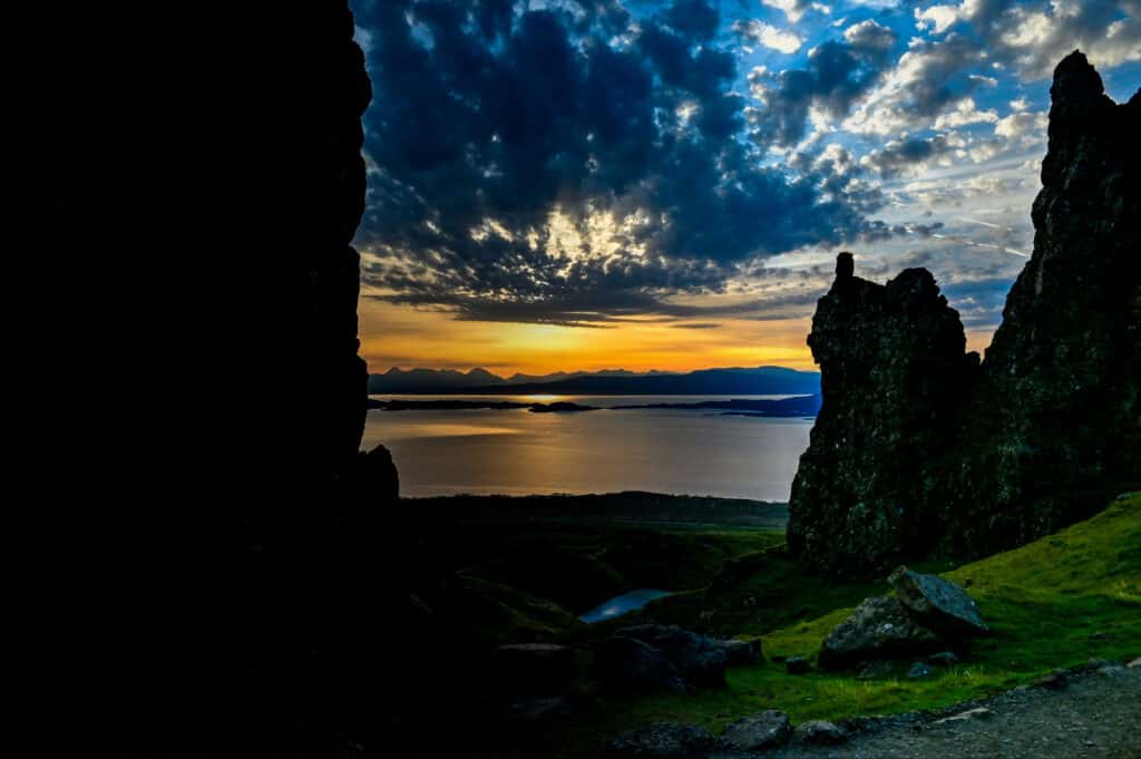 sunrise over pinnacles of storr