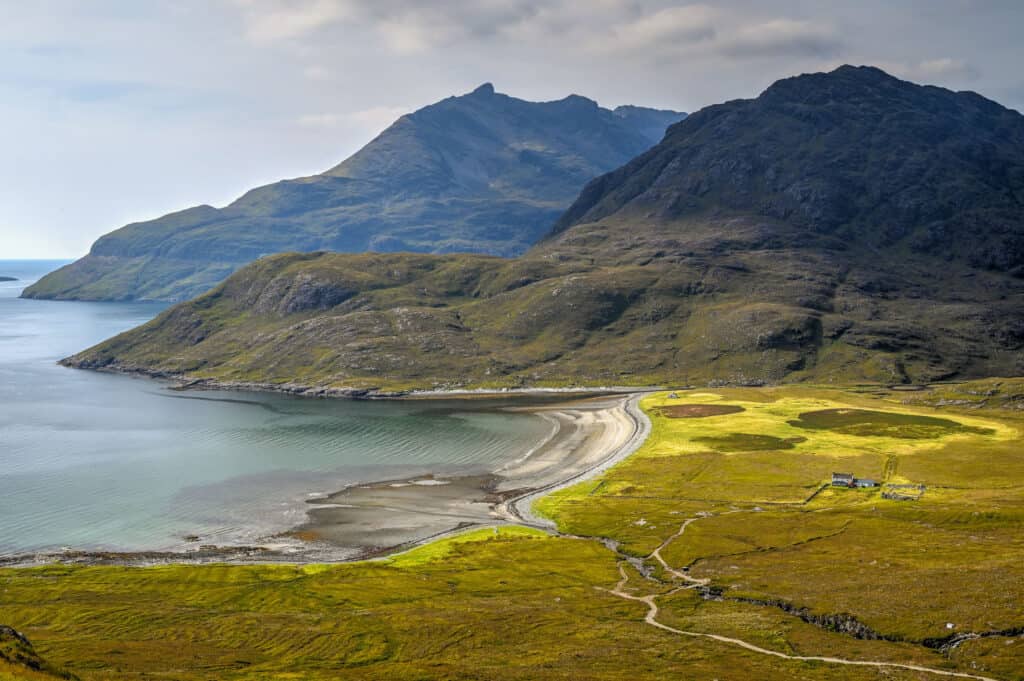 close view of camasunary bay on the isle of skye scotland