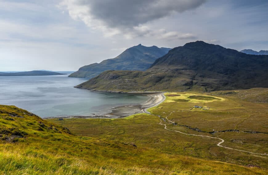 view of camasunary bay on the isle of skye scotland