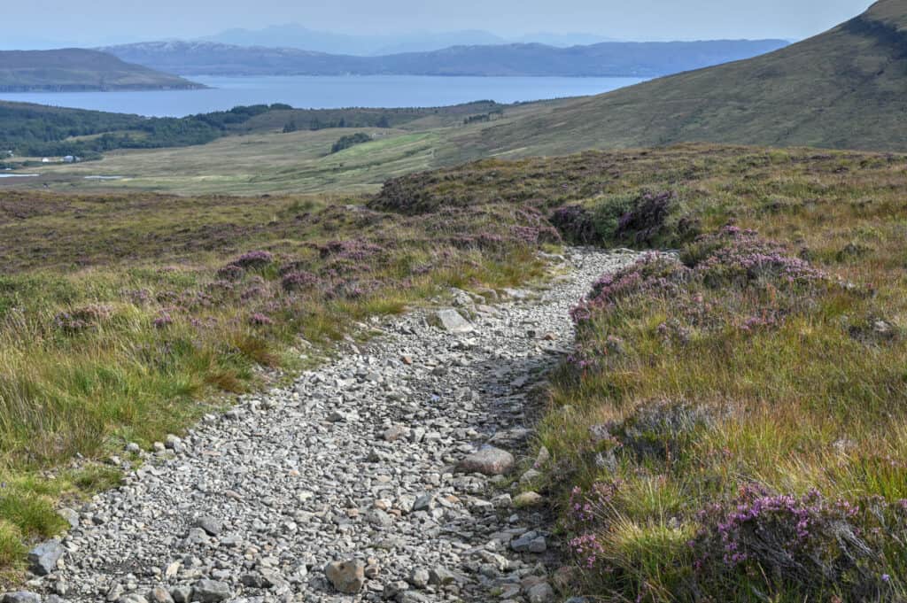 camasunary bay pebbly hiking trail on the isle of skye scotland