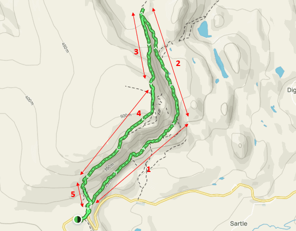 map of the quiraing walk with sections