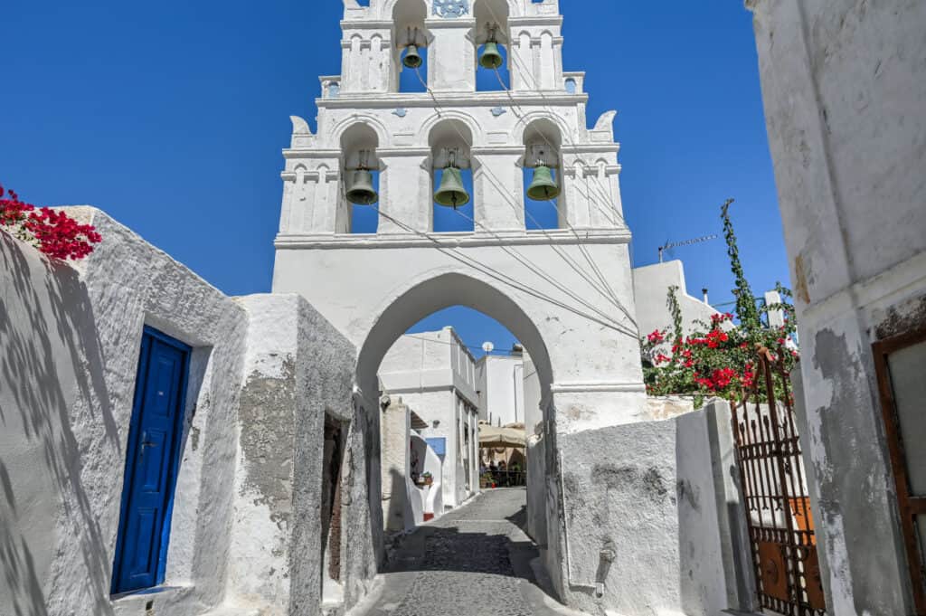 bell tower megalochori village santorini