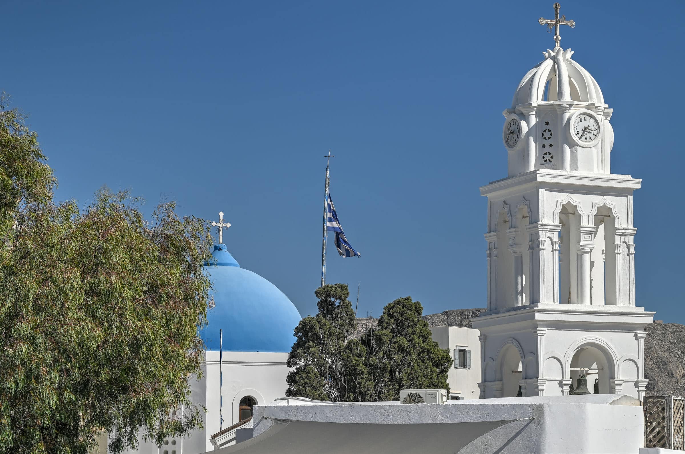 blue dome church megalochori village santorini