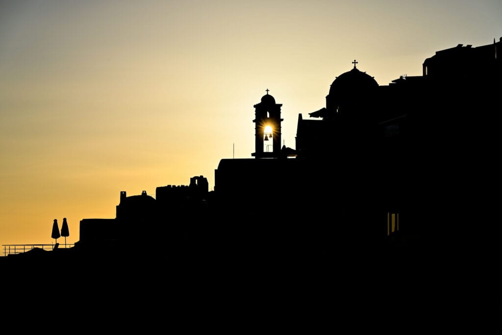 golden hour silhouette on santorini