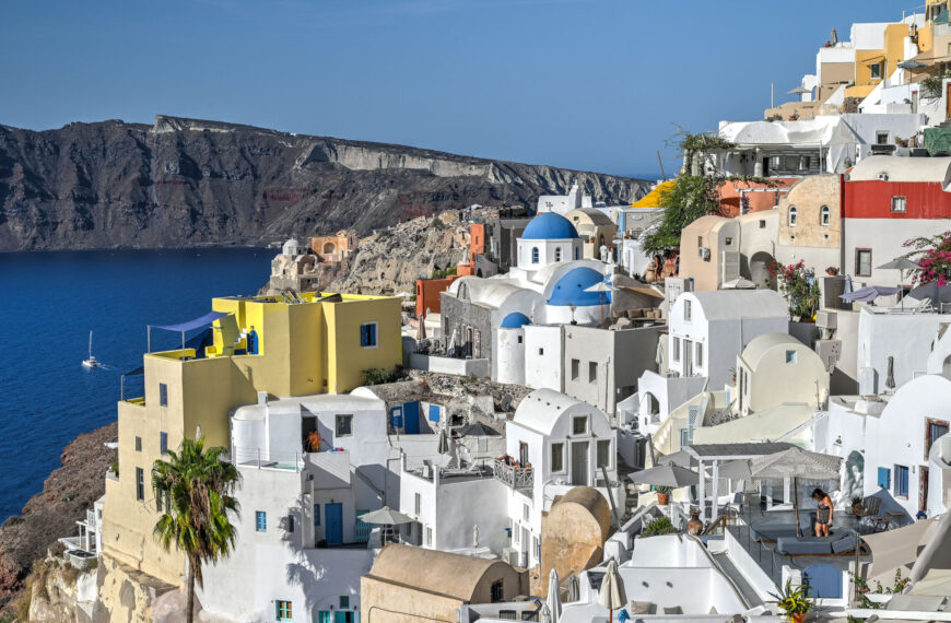 blue dome churches viewpoint in Oia Santorini