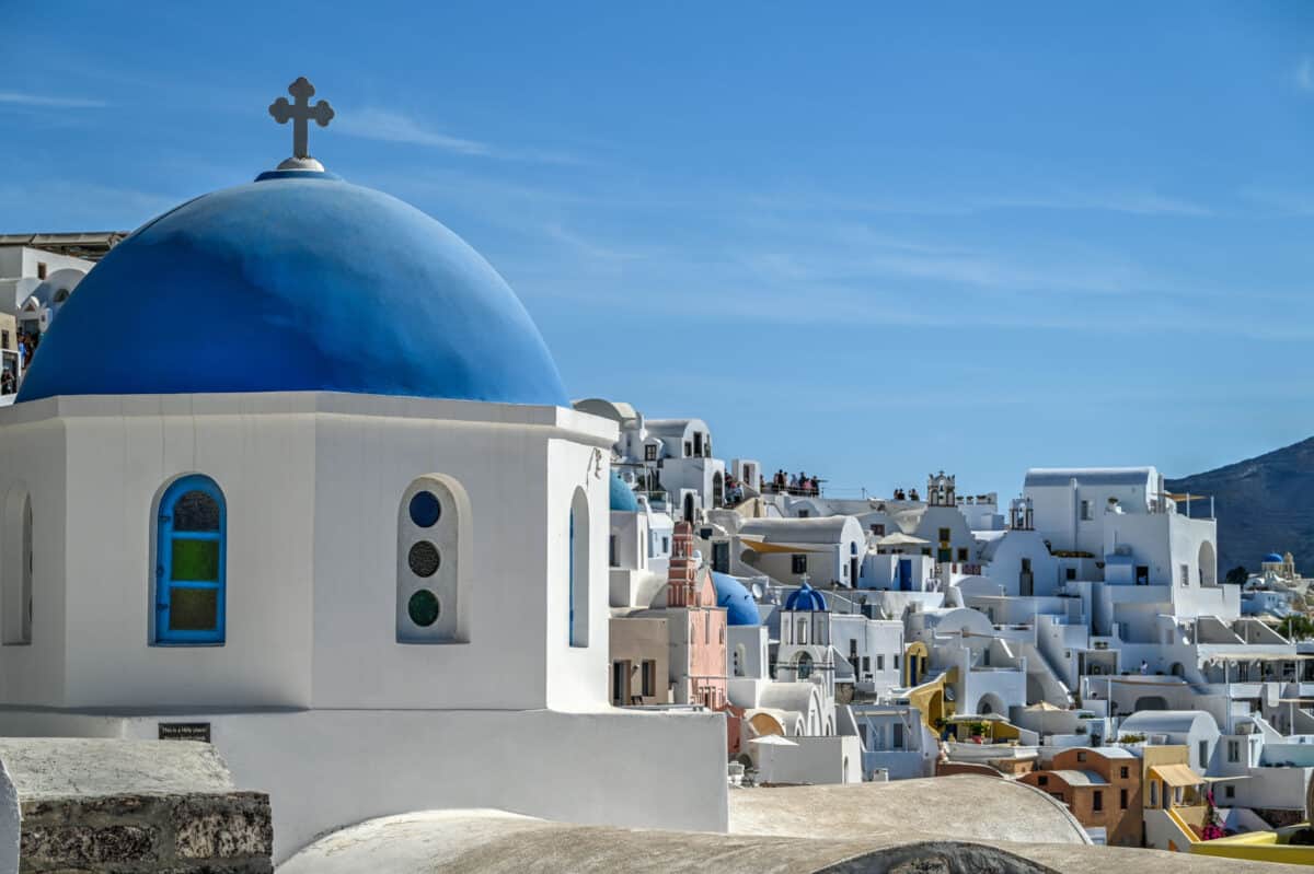 blue dome in Oia santorini