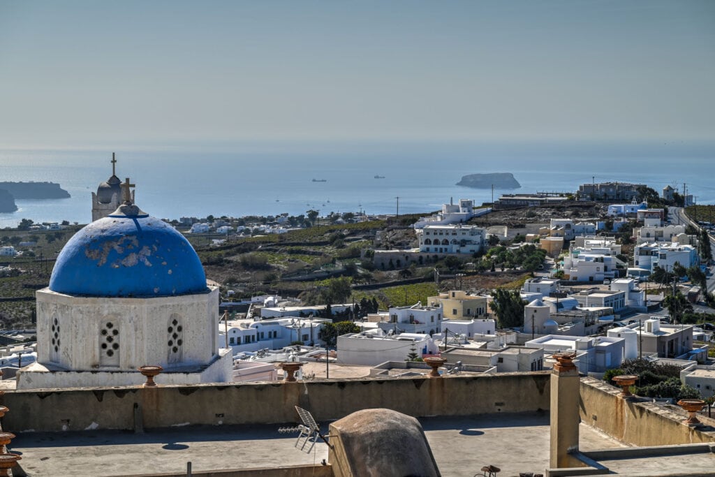 pyrgos castle view in santorini