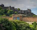 Scottish National Gallery princes street gardens and Edinburgh castle
