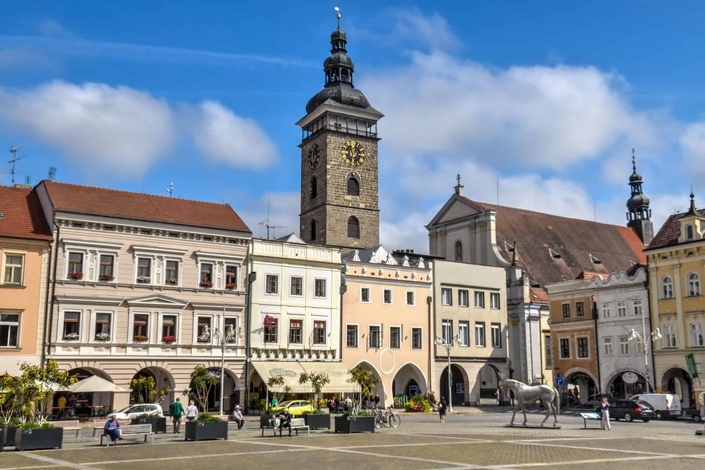 Old Town Square ceske budejovice horse black tower