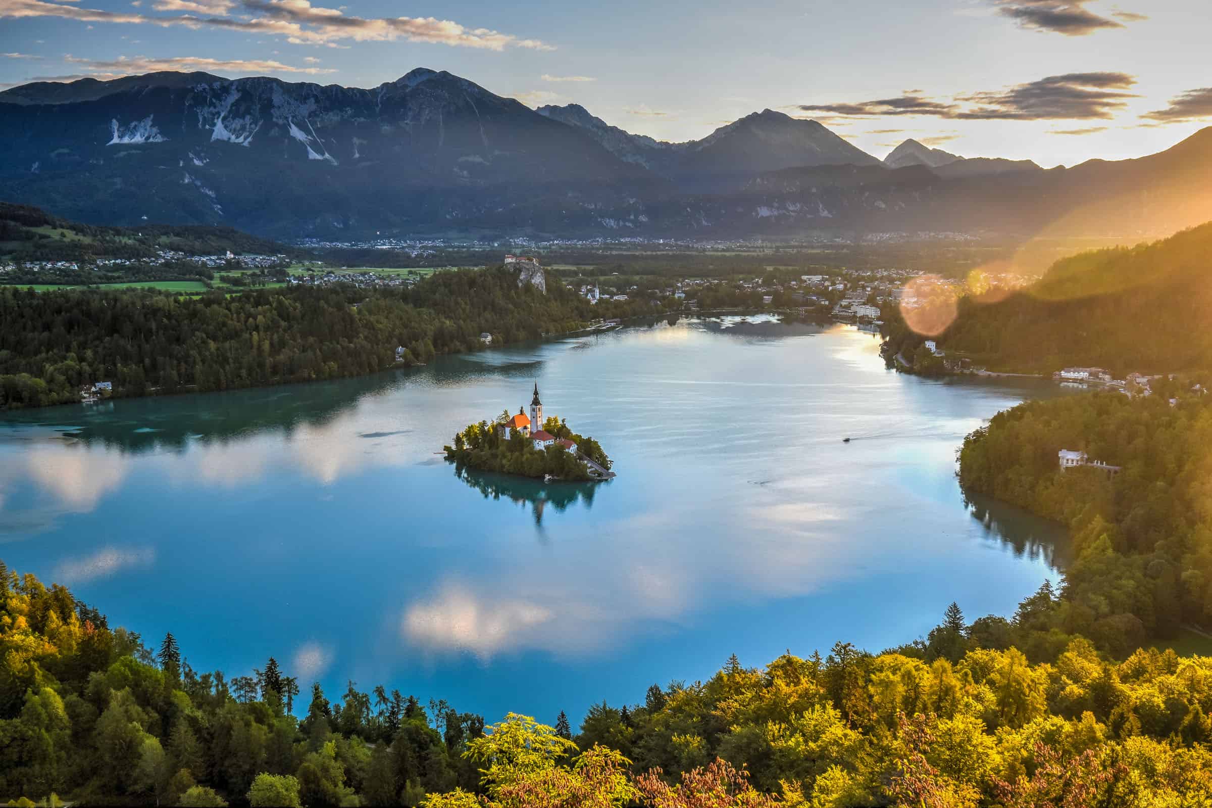 lake bled during sunrise