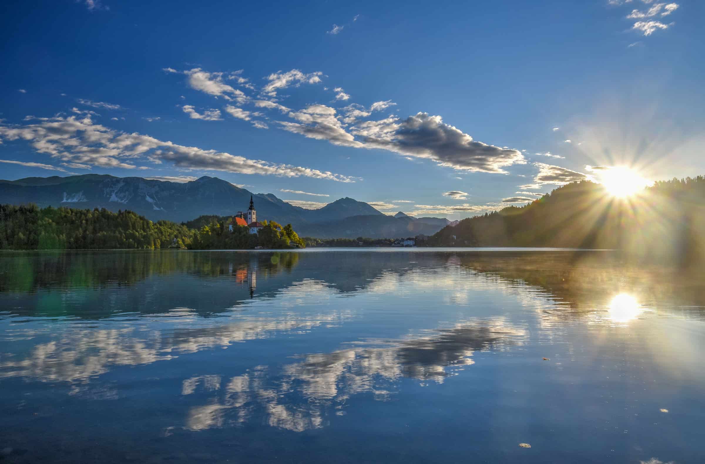 lake bled morning light