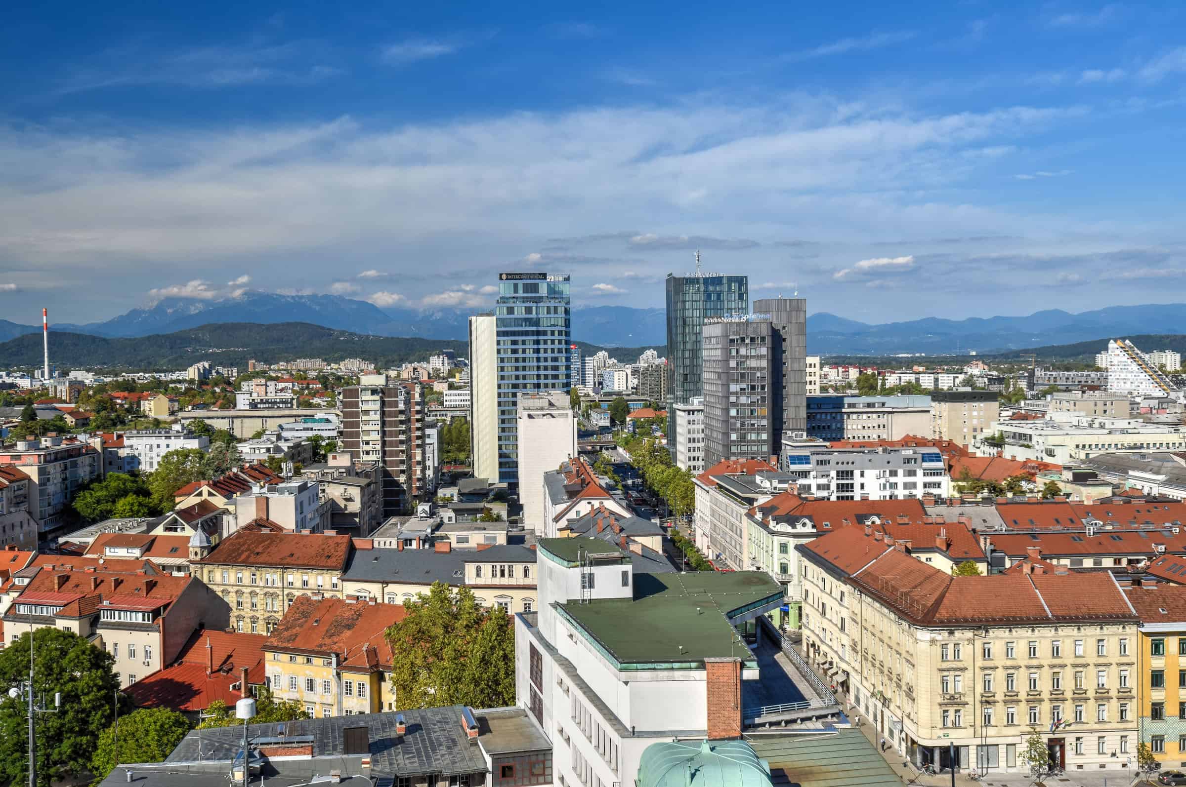 city view from the Skyscraper (Neboticnik) in Ljubljana slovenia