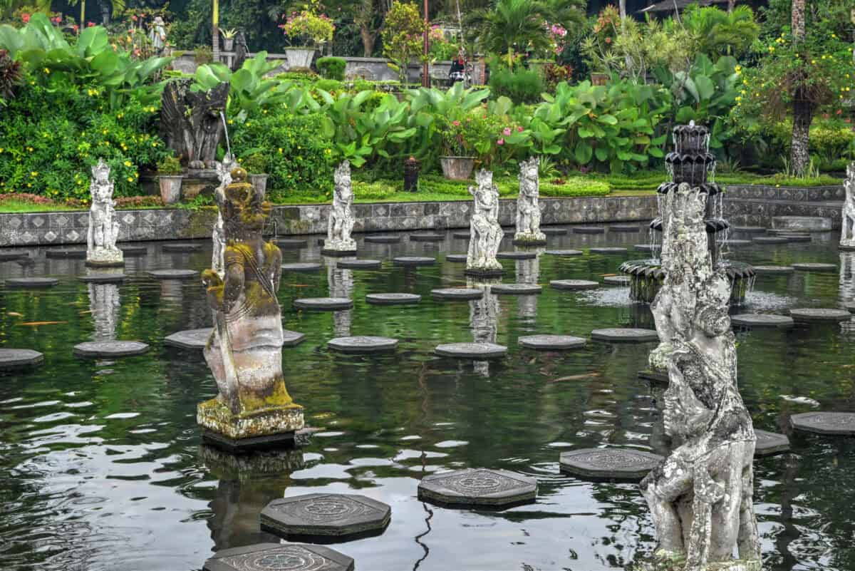 stepping stones in Bali's Tirta Gangga Water Palace