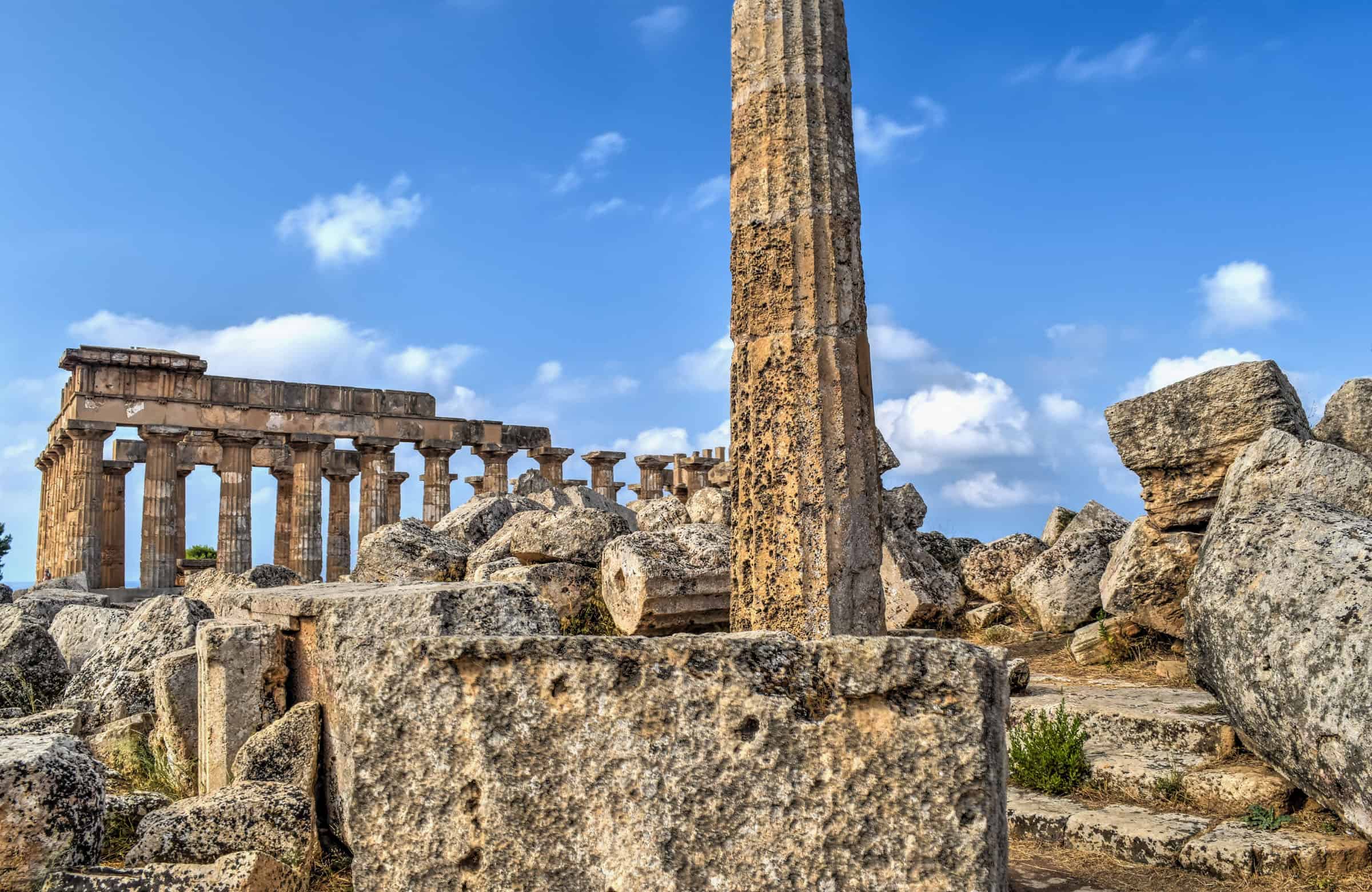 column of temple G in Selinunte Archaeological Park in Sicily