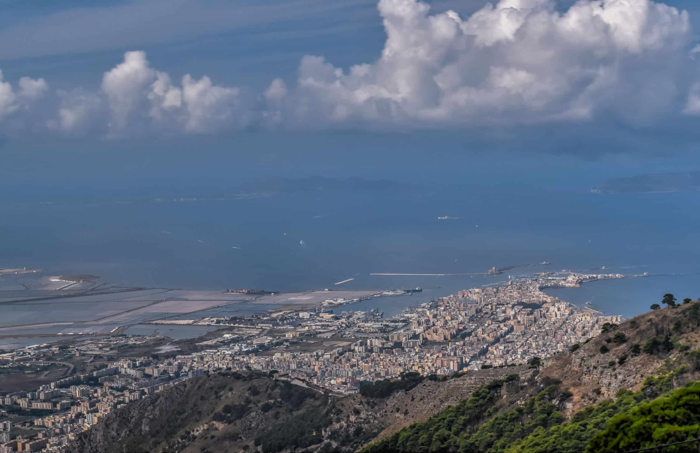 view or trapani from erice in sicily