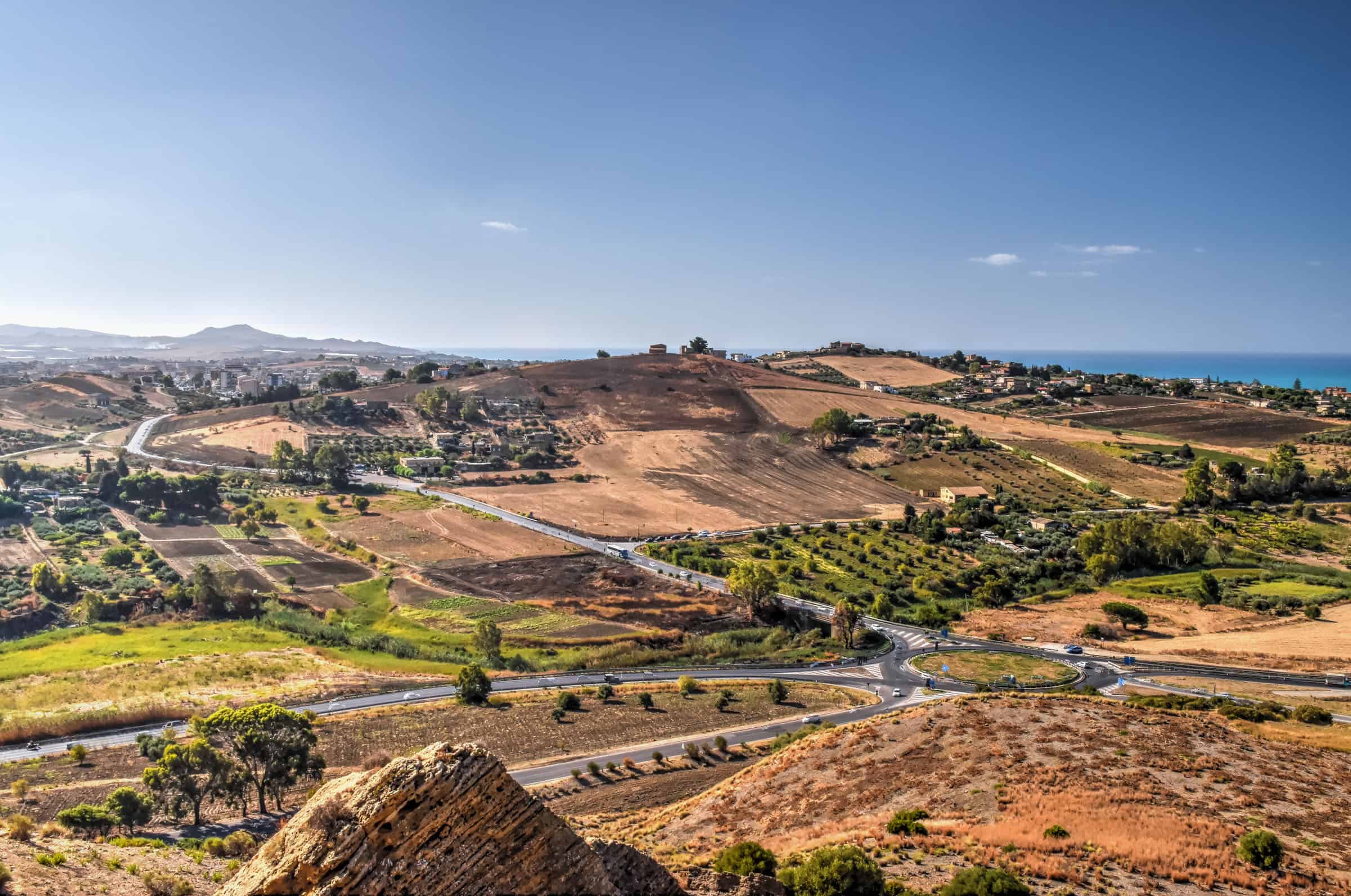 beatiful rolling hills near agrigento in sicily