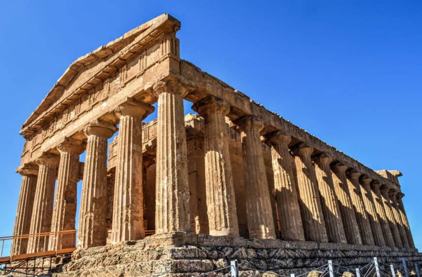 temple of concordia at the valley of temples near agrigento