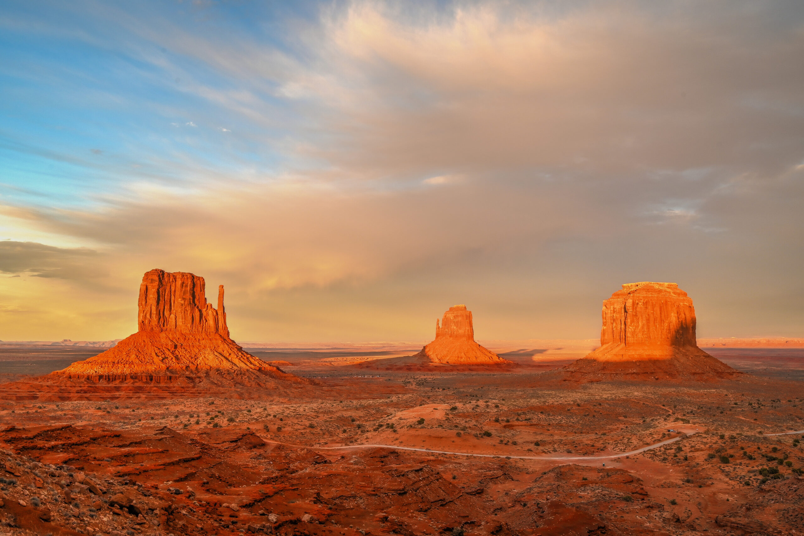 golden hour in monument valley