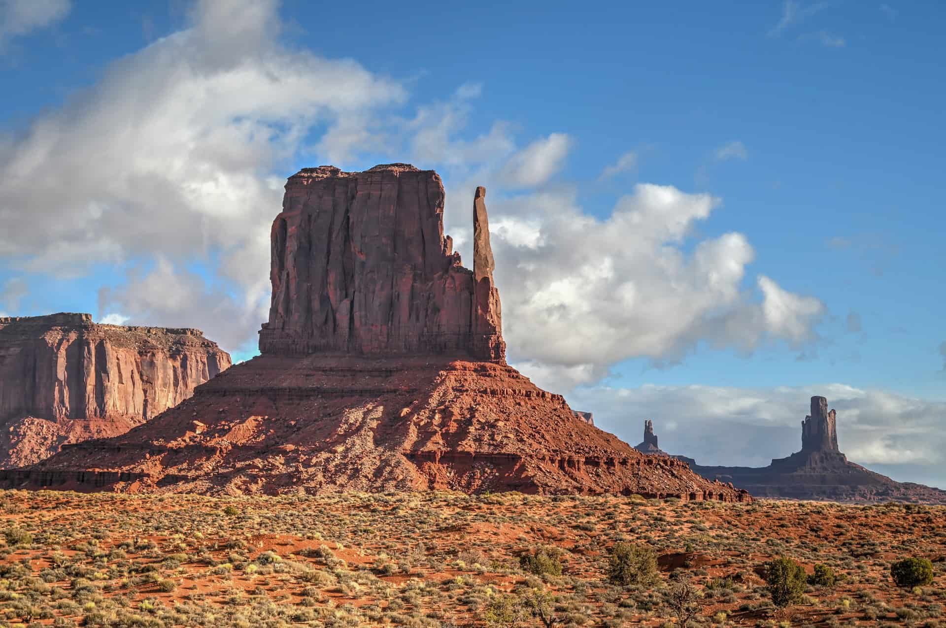 East mitten as view from the scenic drive loop road in monument valley