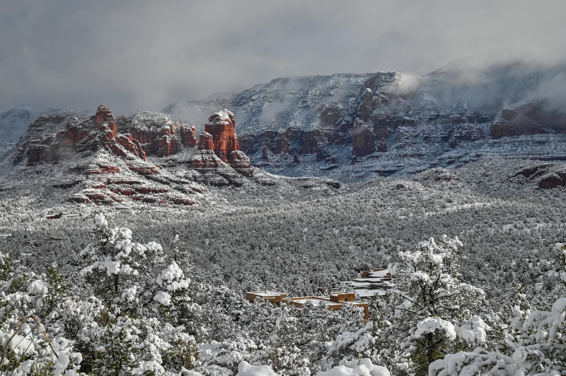 snowy scenery in sedona