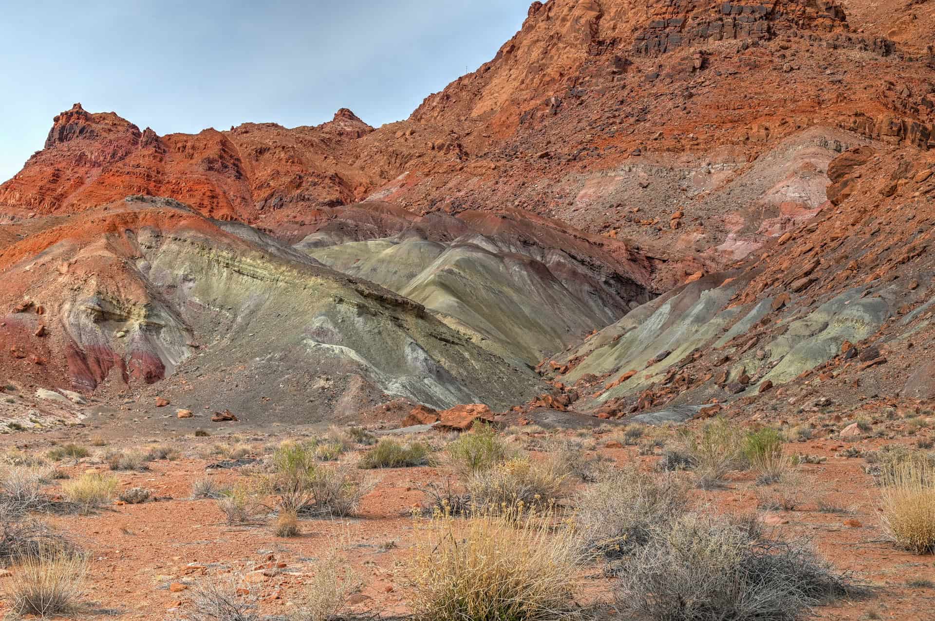 rainbow-like banded cliffs in marble canyon