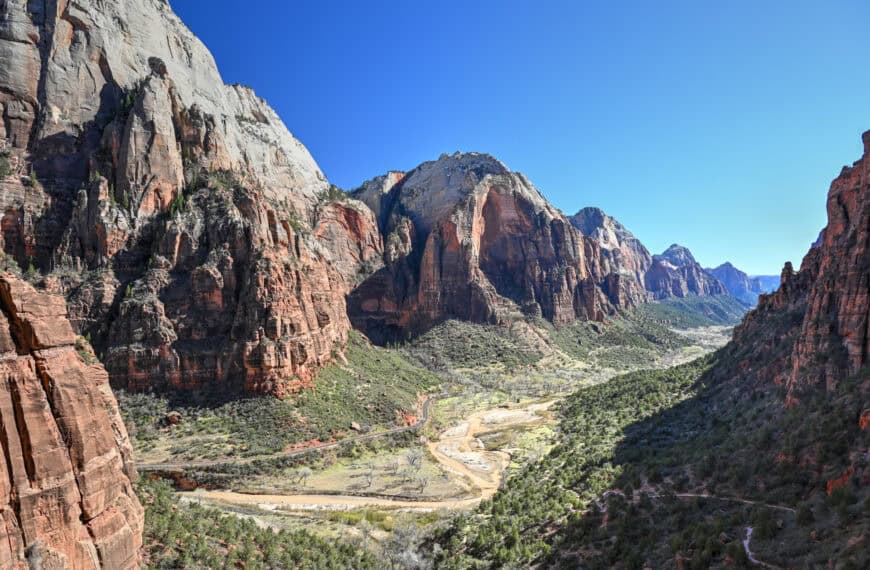 zion canyon as viewed from angel's landing