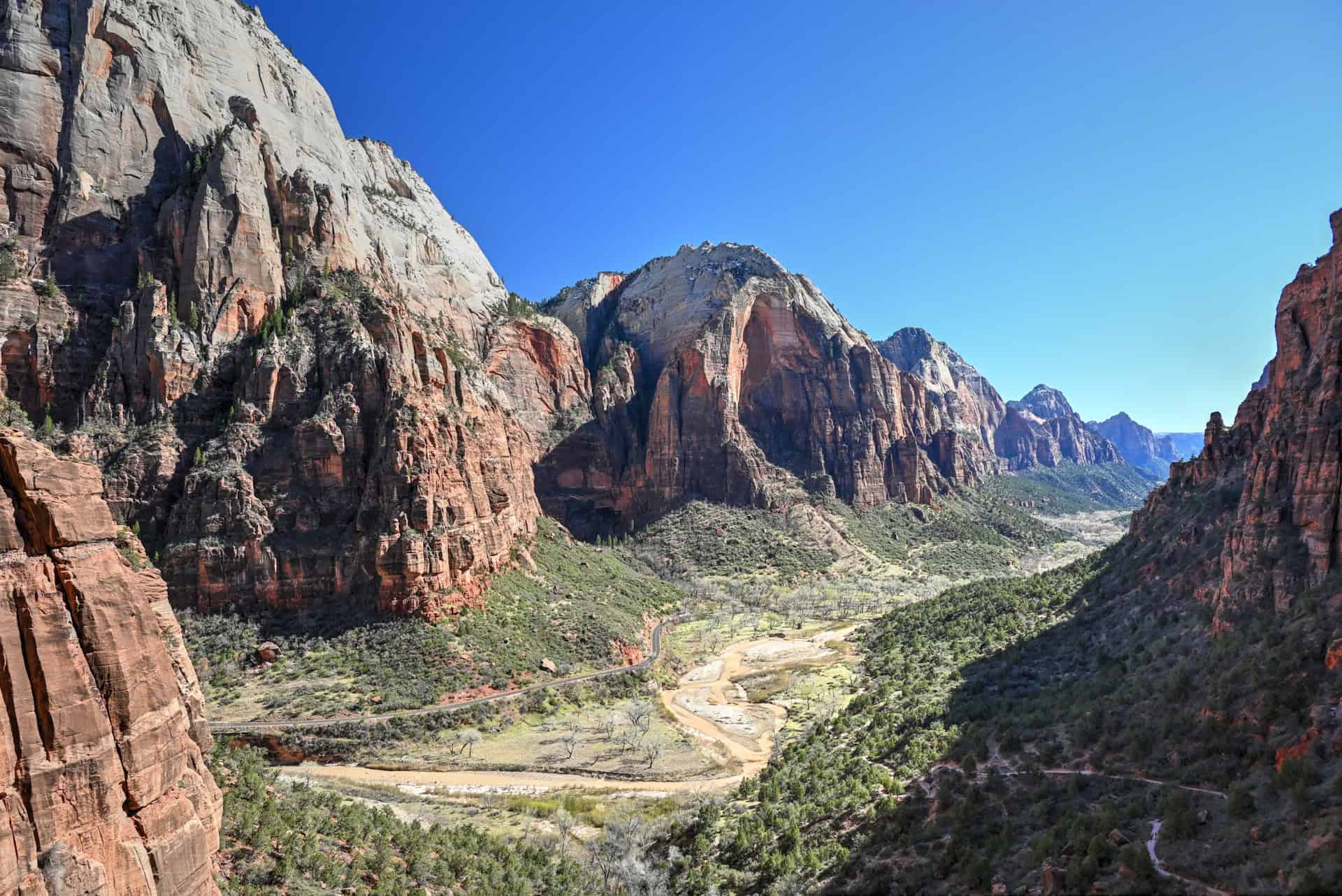 zion canyon as viewed from angel's landing