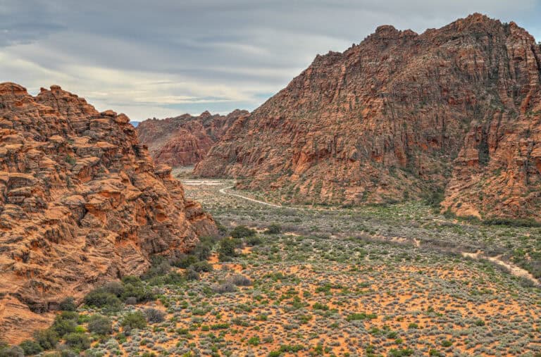 Hidden Pinyon Overlook snow canyon