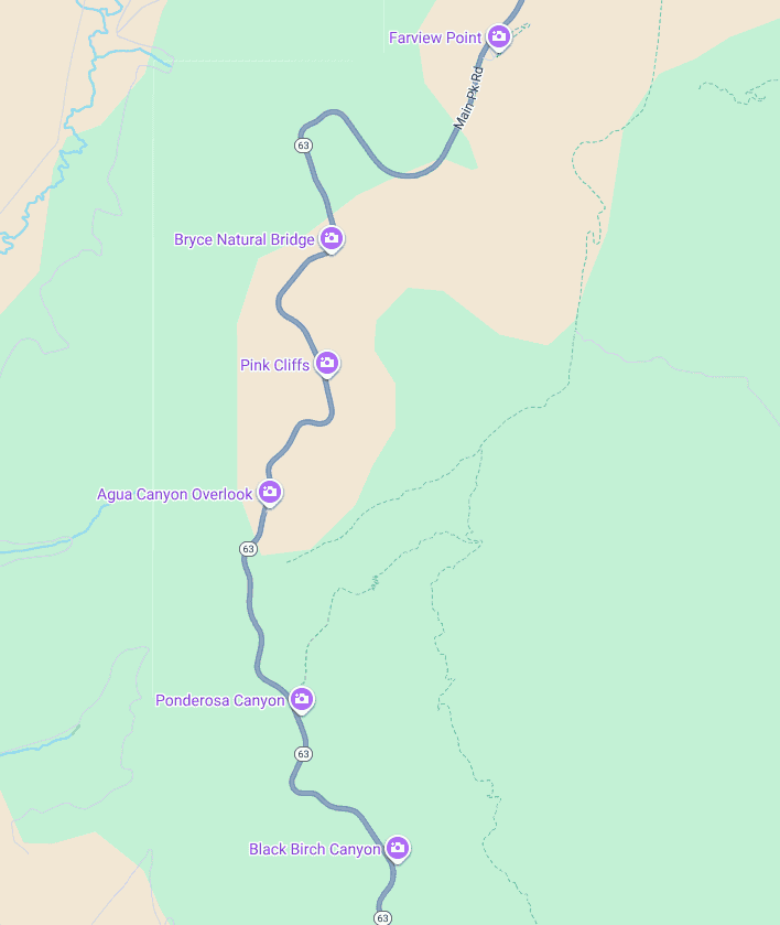map of bryce scenic drive viewpoints