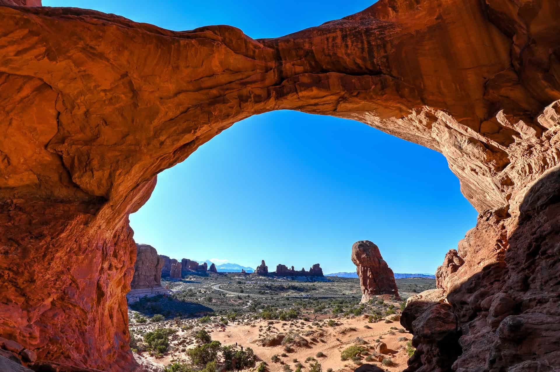 view from inside double arch