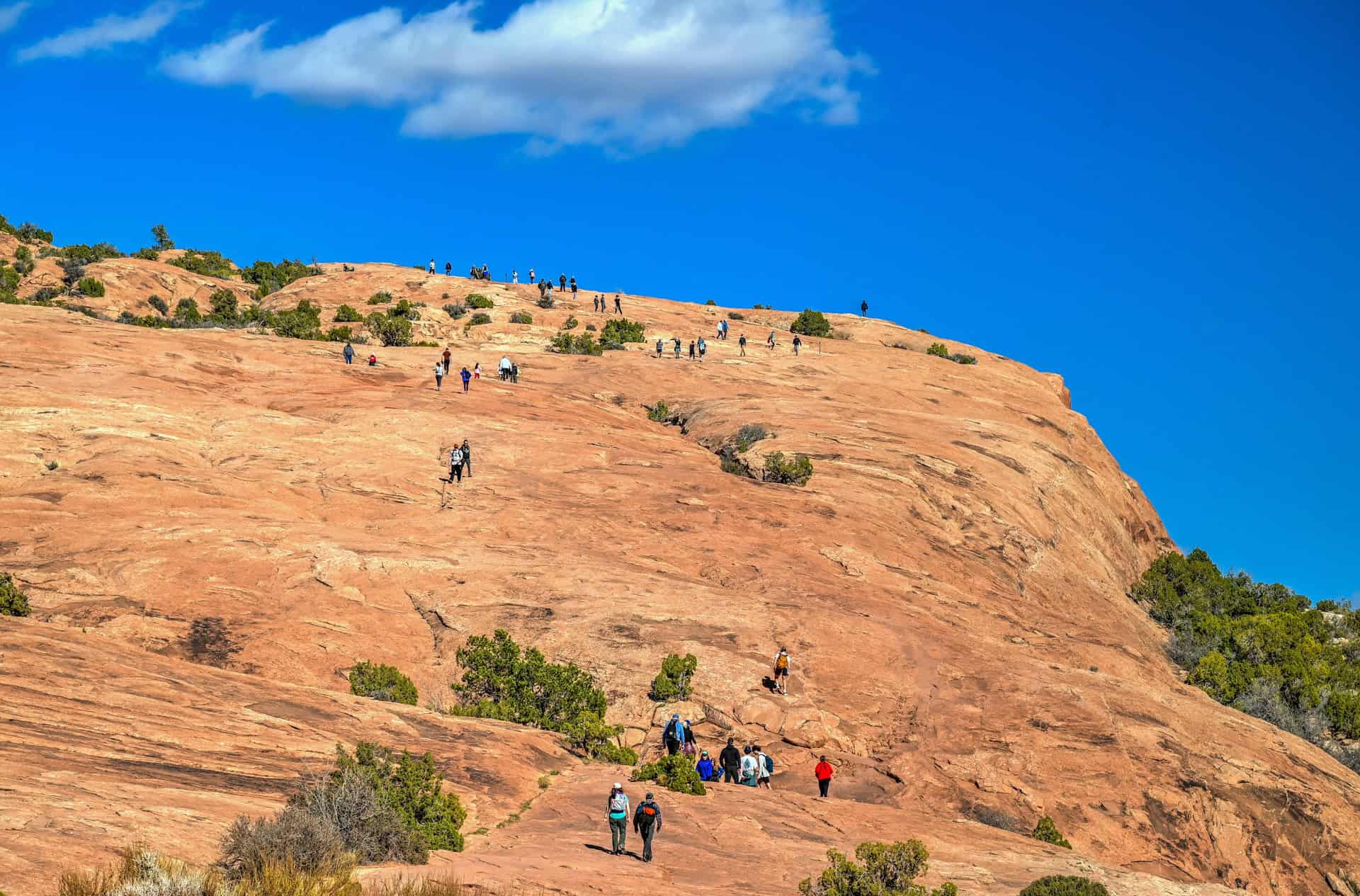 the steep ascent along the delicate arch trail in arches national park