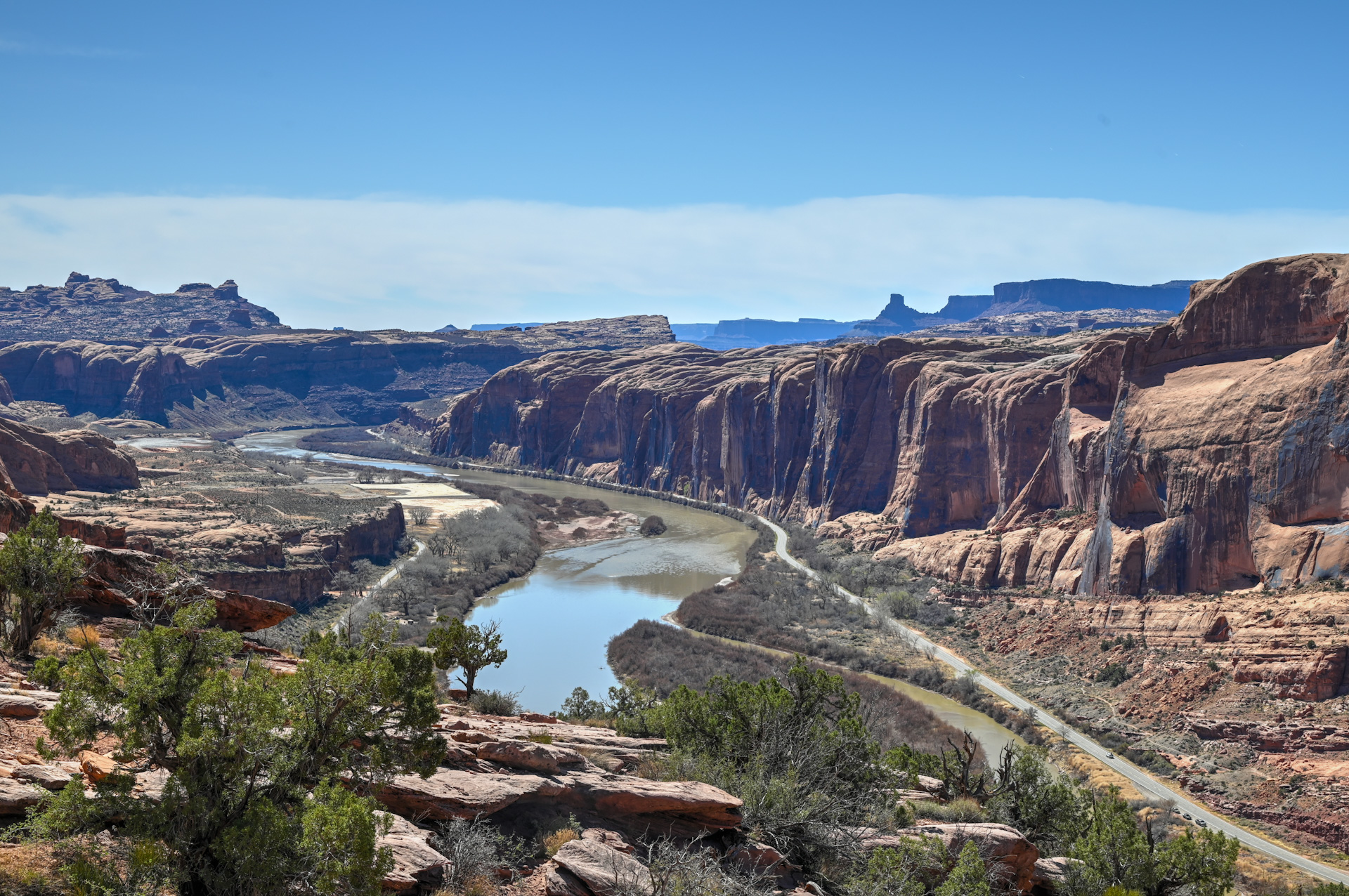 view of the colorado river from the stairmaster trail in moab